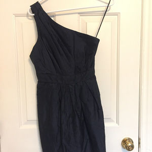 Navy one-shoulder dress